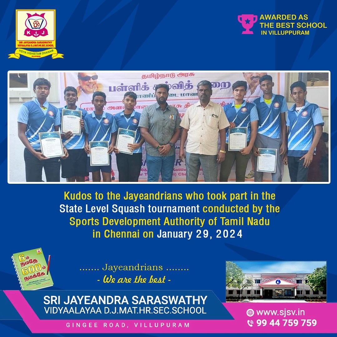 State Level Squash Tournament to Our State Player